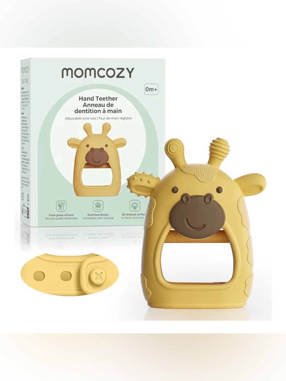 MOMCOZY Yellow Giraffe Hand Teether for Babies